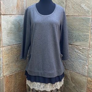 LOGO Lounge Comfort Tunic W pleated/Lace Accent